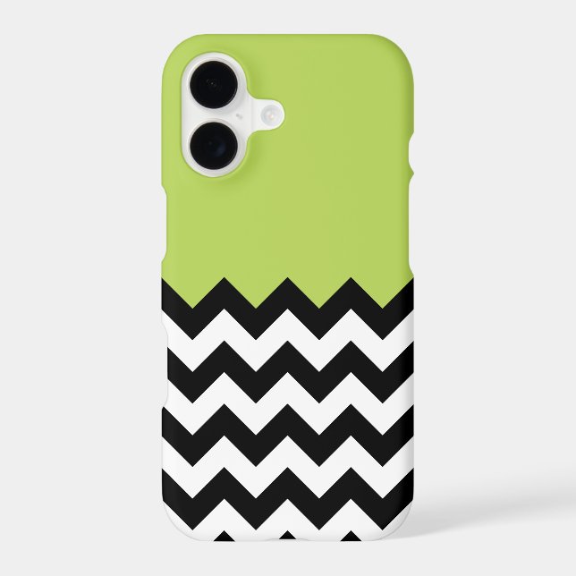 Black and White Zigzag Pattern, Chevron, Green (Back)