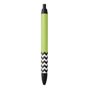 Black and White Zigzag Pattern, Chevron, Green Ink Pen