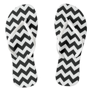 Black and White Zigzag Pattern, Chevron Pattern Jandals