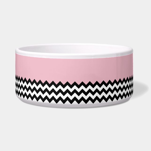 Black and White Zigzag Pattern, Chevron, Pink (Front)