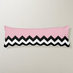 Black and White Zigzag Pattern, Chevron, Pink Body Cushion