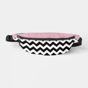 Black and White Zigzag Pattern, Chevron, Pink Bum Bags