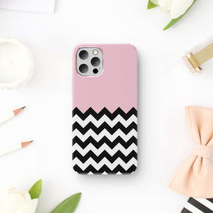 Black and White Zigzag Pattern, Chevron, Pink Case-Mate iPhone Case