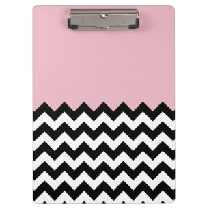 Black and White Zigzag Pattern, Chevron, Pink Clipboard