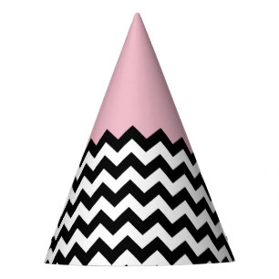 Black and White Zigzag Pattern, Chevron, Pink Party Hat