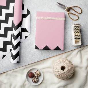 Black and White Zigzag Pattern, Chevron, Pink Wrapping Paper