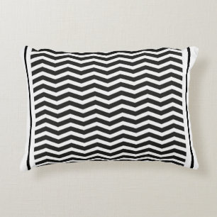 Black and White Zigzag Pattern Decorative Cushion