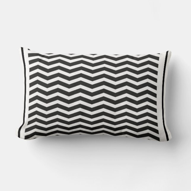 Black and White Zigzag Pattern  Lumbar Pillow (Front)