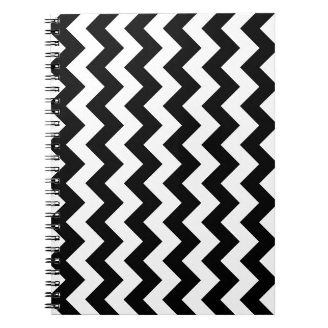 Black and White Zigzag Spiral Notebook (Front)