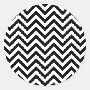 Black and White Zigzag Stripes Chevron Pattern Classic Round Sticker