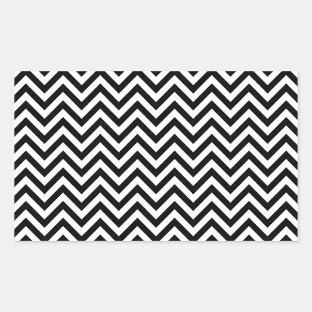 Black and White Zigzag Stripes Chevron Pattern Rectangular Sticker (Front)