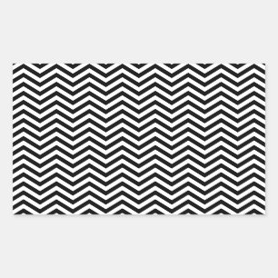 Black and White Zigzag Stripes Chevron Pattern Rectangular Sticker