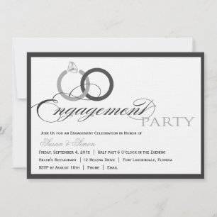 Black and WhitemScript Engagement Party Invitation