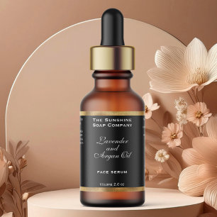 Black and Woven Gold Foil Cosmetics Dropper Bottle Label