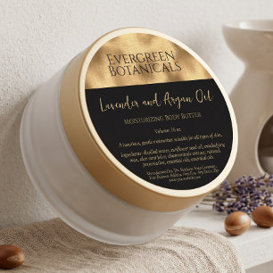 Black and Woven Gold Foil Cosmetics Jar Label