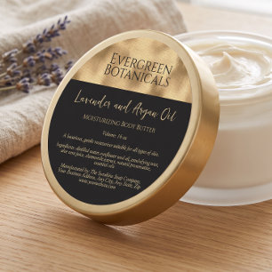 Black and Woven Gold Foil Cosmetics Jar Label