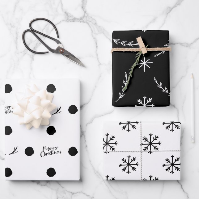 Black and Write Christmas Wrapping Paper (Front)