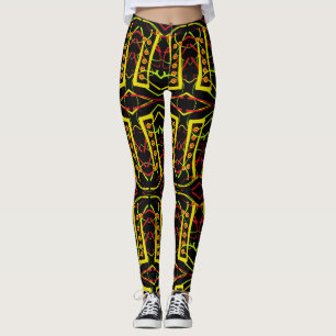 Black and yellow abstract leggings
