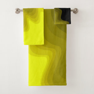 Black and yellow abstract pattern painting  bath towel set