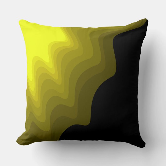 Black and yellow abstract pattern painting cushion (Front)