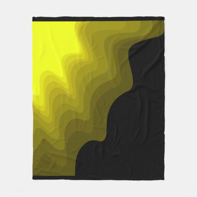 Black and yellow abstract pattern painting fleece blanket (Front)