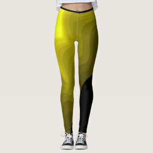 Black and yellow abstract pattern painting  leggings