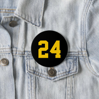 Black and Yellow Athlete Jersey Number 7.5 Cm Round Badge