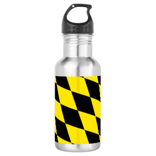 Black and Yellow Bavaria Diamond Flag Pattern 532 Ml Water Bottle