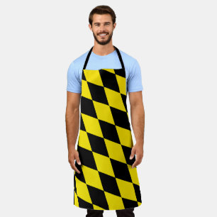 Black and Yellow Bavaria Diamond Flag Pattern Apron