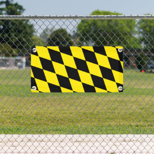 Black and Yellow Bavaria Diamond Flag Pattern Banner