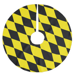 Black and Yellow Bavaria Diamond Flag Pattern Brushed Polyester Tree Skirt