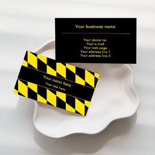 Black and Yellow Bavaria Diamond Flag Pattern Business Card