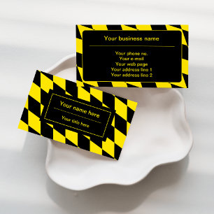 Black and Yellow Bavaria Diamond Flag Pattern Business Card