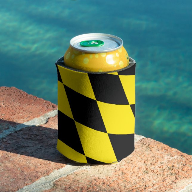 Black and Yellow Bavaria Diamond Flag Pattern Can Cooler (In Situ Pool)