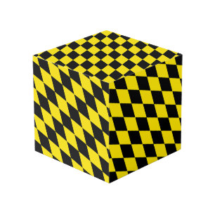 Black and Yellow Bavaria Diamond Flag Pattern Cube
