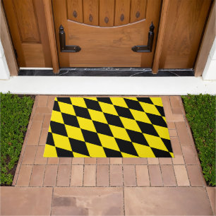 Black and Yellow Bavaria Diamond Flag Pattern Doormat
