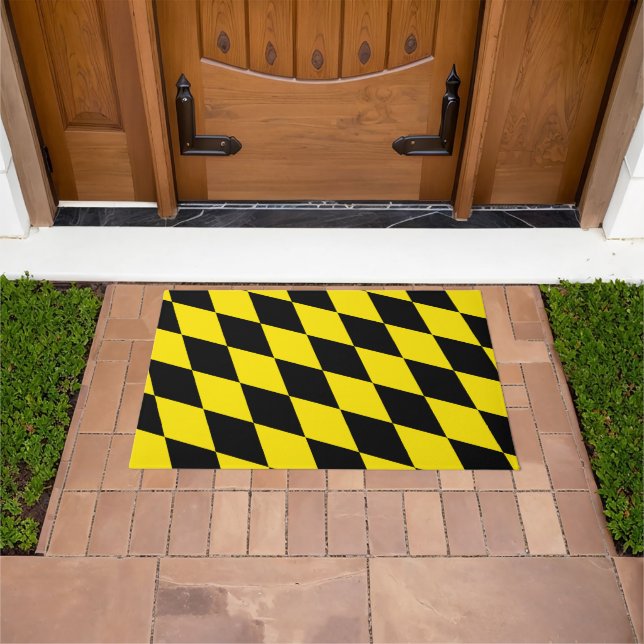 Black and Yellow Bavaria Diamond Flag Pattern Doormat (Outdoor)