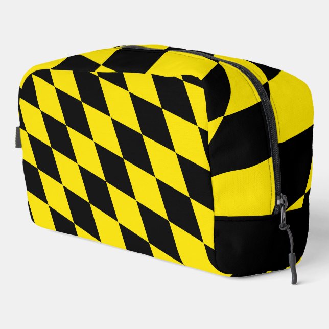 Black and Yellow Bavaria Diamond Flag Pattern Dopp Kit (Right Corner)