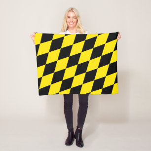 Black and Yellow Bavaria Diamond Flag Pattern Fleece Blanket