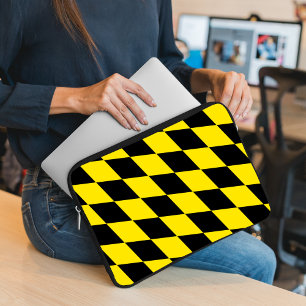 Black and Yellow Bavaria Diamond Flag Pattern Laptop Sleeve