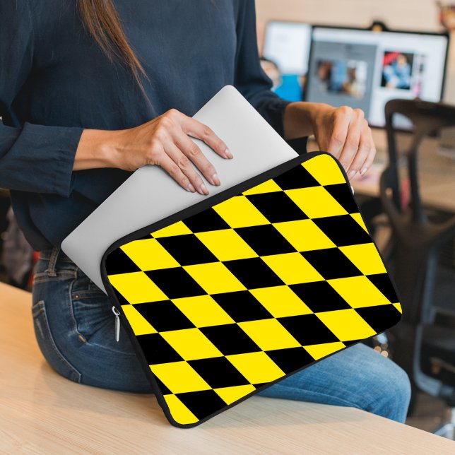 Black and Yellow Bavaria Diamond Flag Pattern Laptop Sleeve (Creator Uploaded)