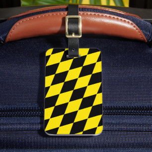 Black and Yellow Bavaria Diamond Flag Pattern Luggage Tag