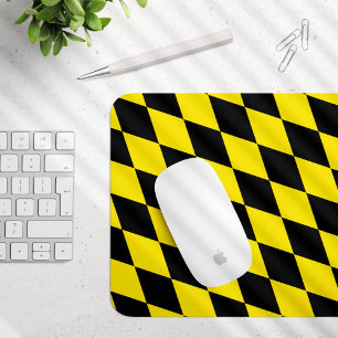 Black and Yellow Bavaria Diamond Flag Pattern Mouse Pad