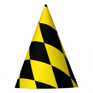 Black and Yellow Bavaria Diamond Flag Pattern Party Hat