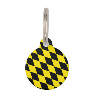 Black and Yellow Bavaria Diamond Flag Pattern Pet Tag
