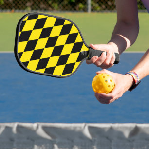 Black and Yellow Bavaria Diamond Flag Pattern Pickleball Paddle