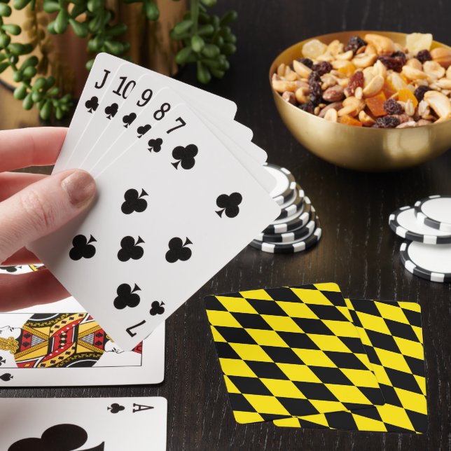 Black and Yellow Bavaria Diamond Flag Pattern Playing Cards (In Situ)