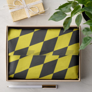 Black and Yellow Bavaria Diamond Flag Pattern Tissue Paper