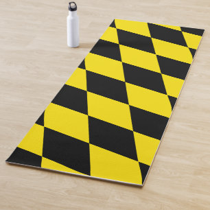 Black and Yellow Bavaria Diamond Flag Pattern Yoga Mat