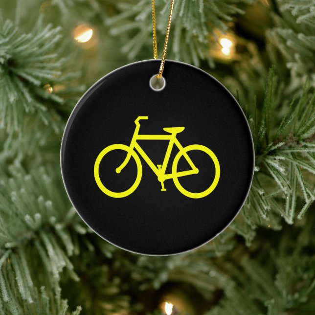 Black and Yellow Bike Route Graphic Ceramic Tree Decoration (Tree)
